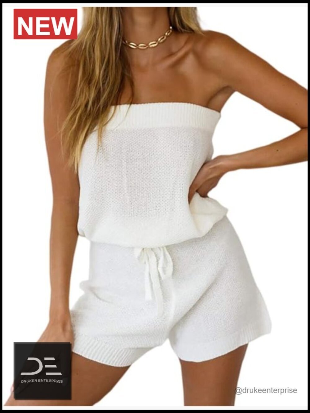 Womens Summer Jumpsuit Casual Loose Sleeveless Off Shoulder Elastic Waist